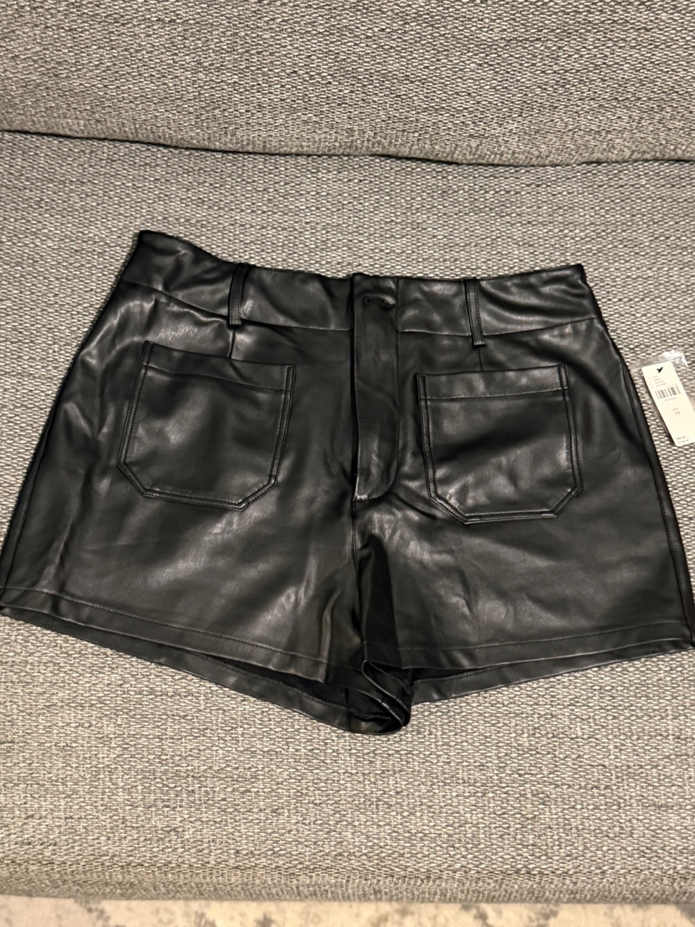 Maeve Black High-Waist Faux Leather Shorts